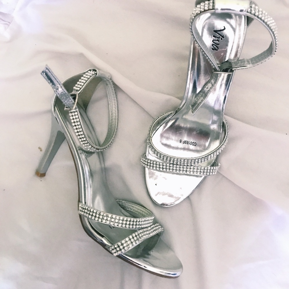 Silver diamond heels